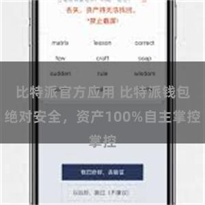 比特派官方应用 比特派钱包绝对安全，资产100%自主掌控